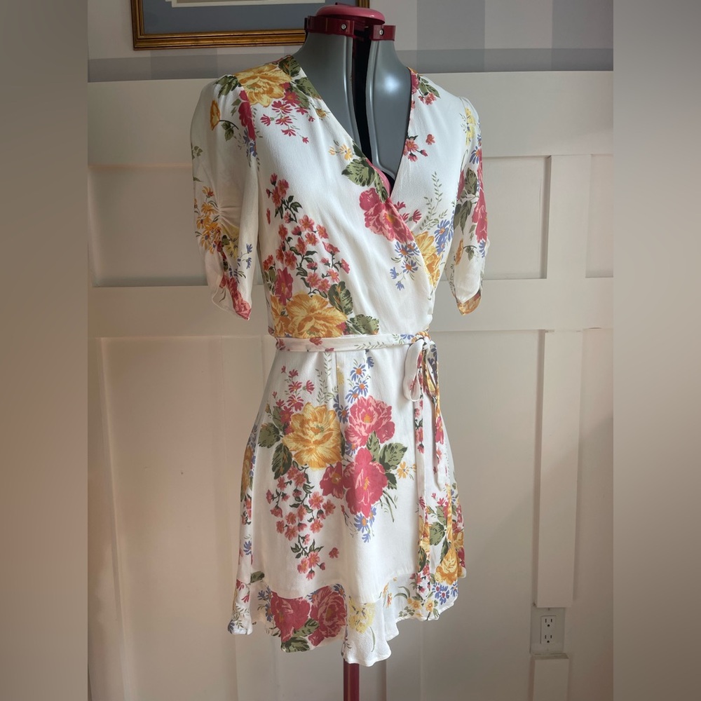 Reformation White Floral Mini Dress